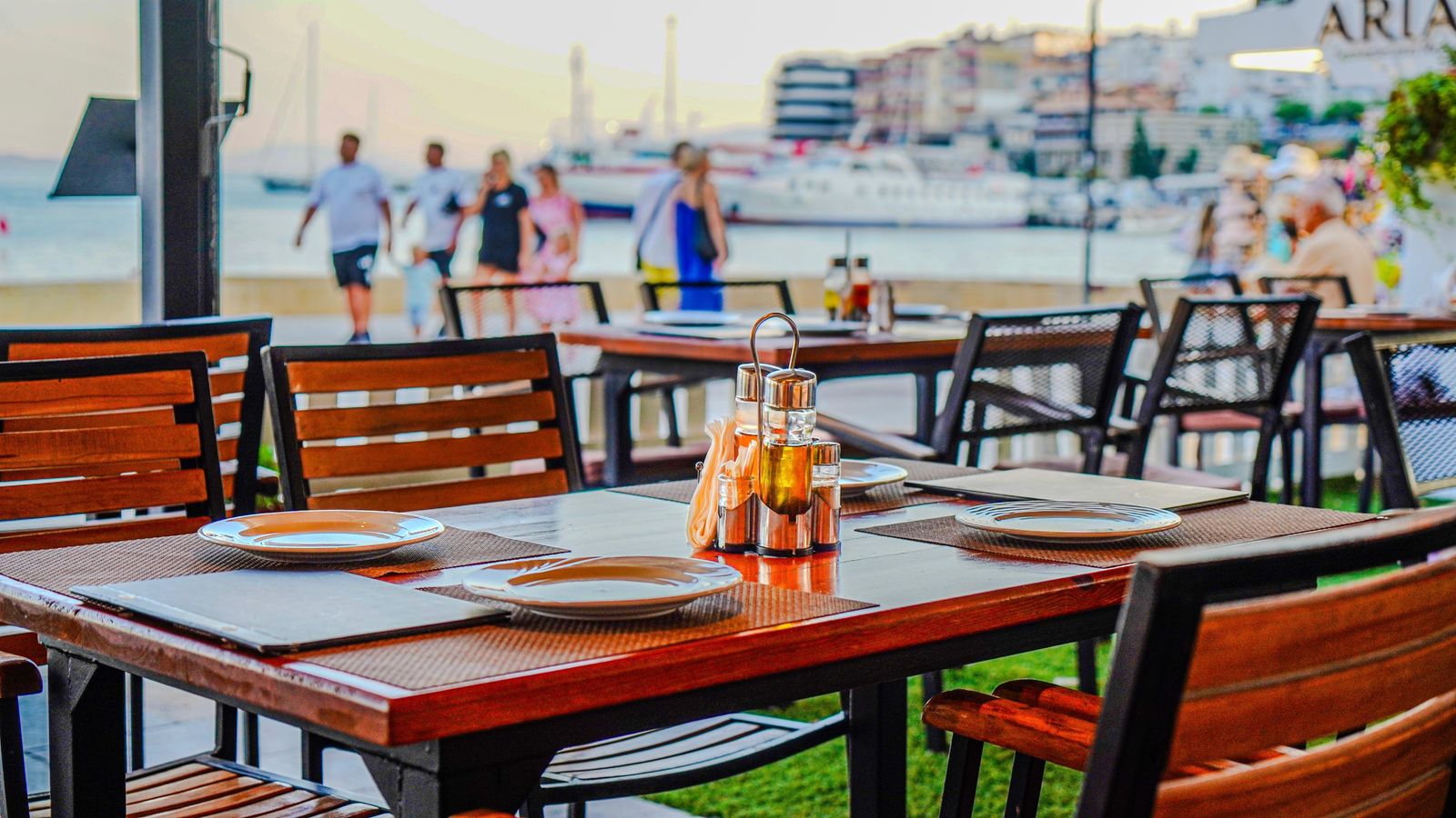 Waterfront terrace overlooking the harbor